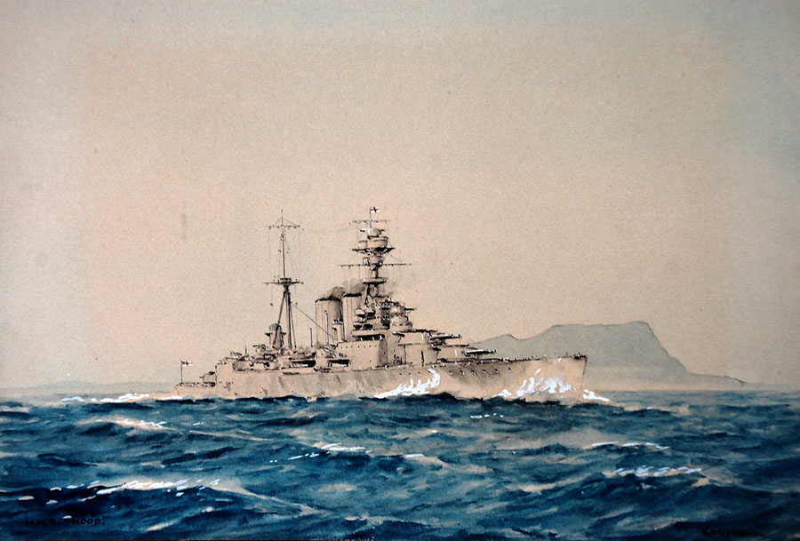 HMS Hood painted by ERic Tufnell