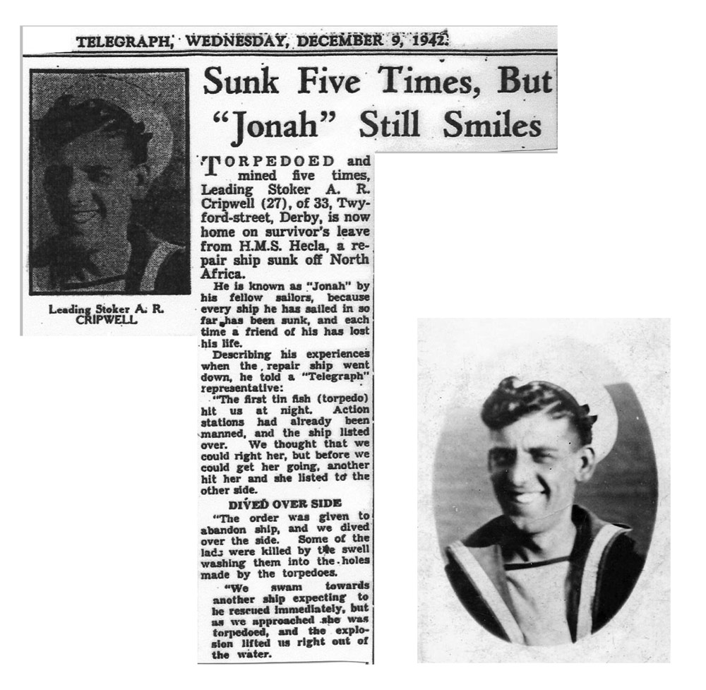 Press cutting about "Jonah" - sunk five times