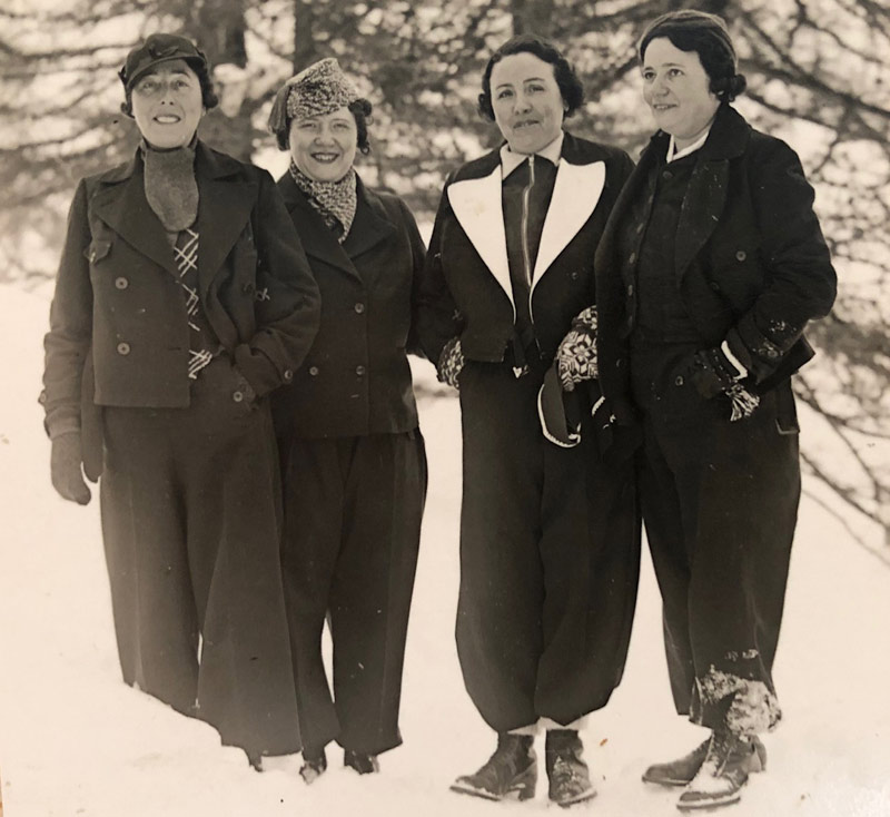 Four sisters on a Winter holiday in the snow