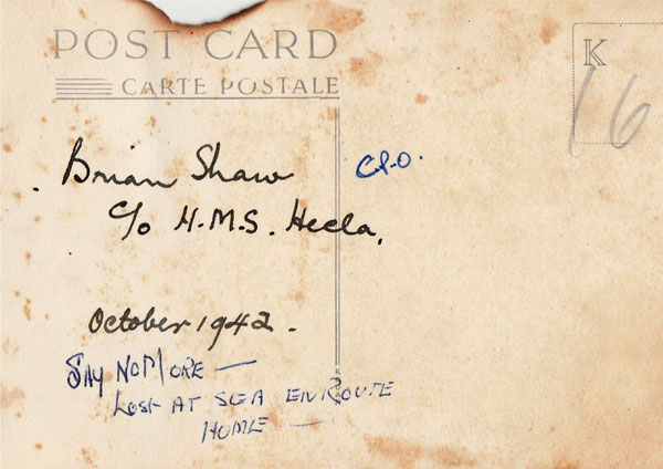 Post Card to Brian Shaw - "Lost at Sea"