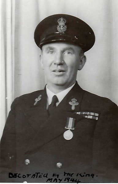 Charles Baden Weekes wearing his DSM presented by the King in 1944