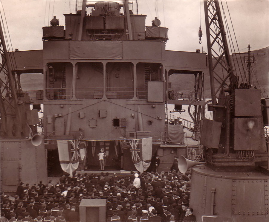 Concert party aboard HMS Hecla, Iceland, Summer 1941