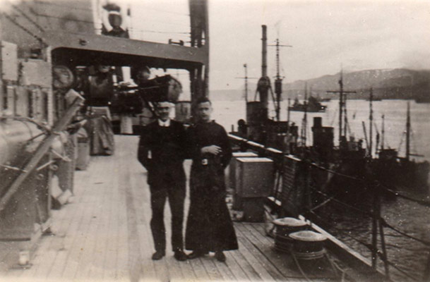 Harry Cliffe and Priest on HMS Hecla, Iceland