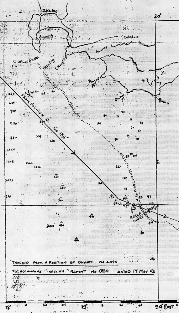 Tracking plate for mining of HMS Heckla 15 May 1942