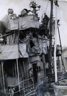 HMS Venetia, shell damage