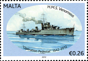 Operation Pedestal 70th Anniversary stamps from Malta Podst