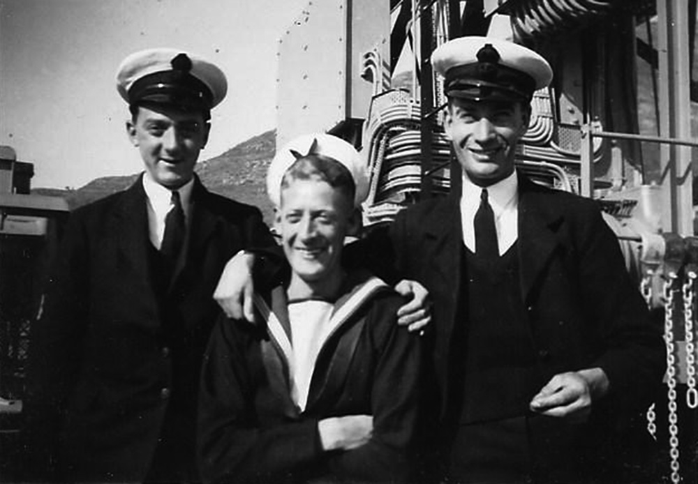 Norman Holmes and shipmates on HMS Hecla, 1942
