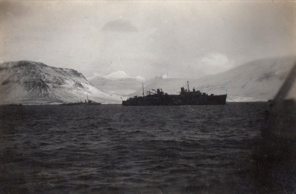 USS Vulcan, the destroyer depot ship at Havelfjord after HMS Hecla