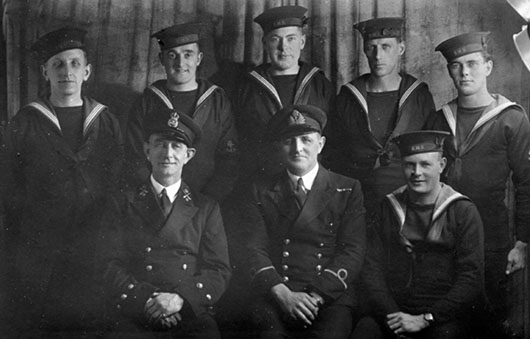 R.T. Back and fellow Gunners at HMS Bristol, 1943