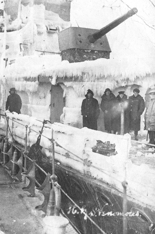HMS Venomous iced up in the Baltic, 1919