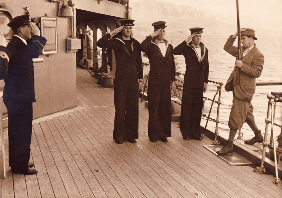 Capt Cyril G.B. Coltart ("Uncle Cyril") returning to HMS Hecla after a day's shhoting ast Havelfjord