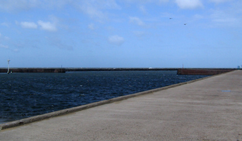 The breakwaters at the harbour