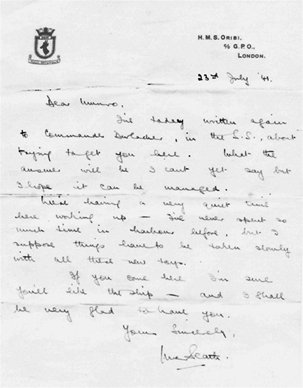 Letter from McBeath to Munro