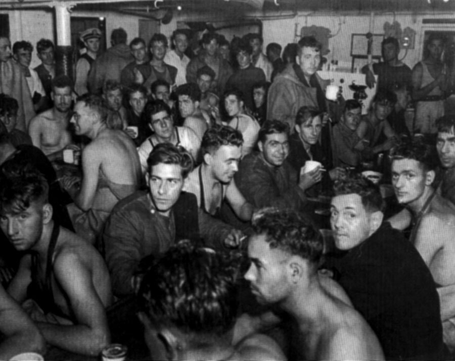 Hecla survivciors aboard USS Augusta, 12 November 1942