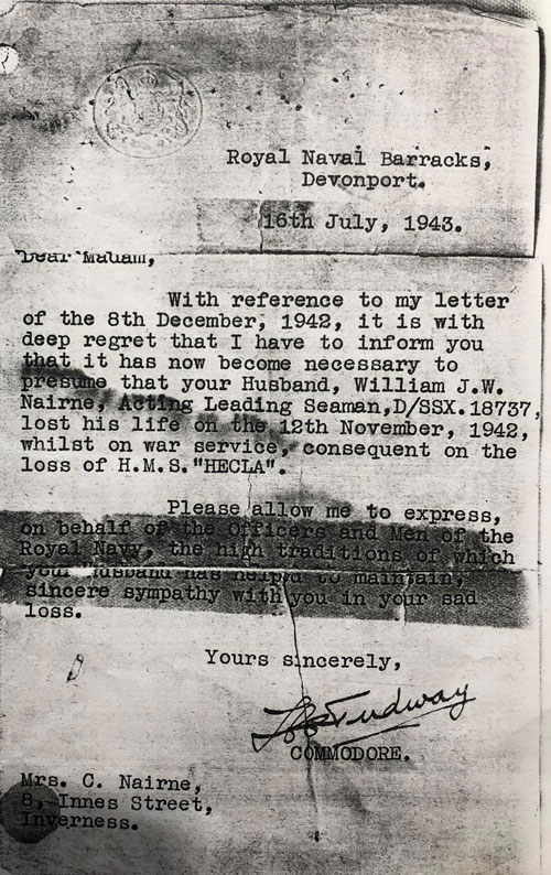 ADM letter announcing his death